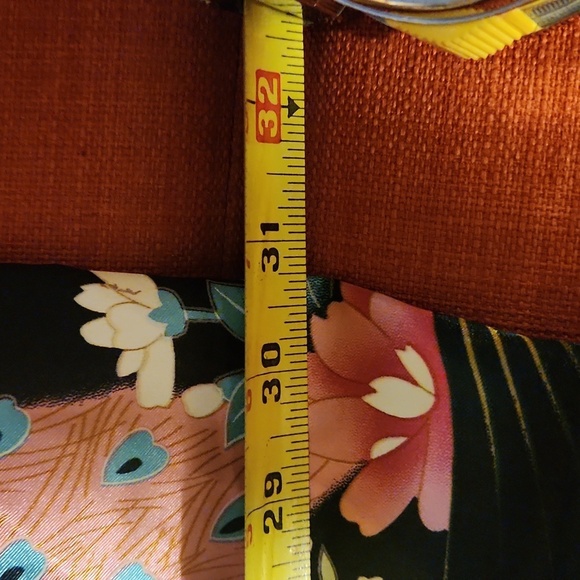 Costume kimono jacket geisha black with peacocks bow barrette belt Halloween 5XL - Picture 12 of 12